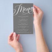 Moderne Script met Krullen, Grijs Papier Menu (Hand)