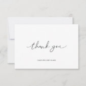 Moderne script met zwellingen Zwart Wit Bedankkaar Bedankkaart (Voorkant)