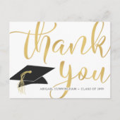 Moderne Script Metallic Goud Afstudeer Dankjewel Briefkaart (Voorkant)