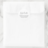 Moderne Script Minimal Ingredients Beauty Product Ronde Sticker (Tas)