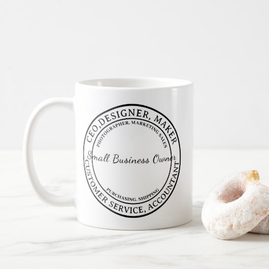 Moderne Script Minimal Kleine Zakelijke Koffiemok (Met donut)