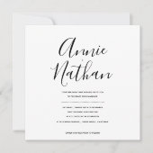 Moderne Script Minimale Zwart-Wit Trouw Uitnodigin (Voorkant)