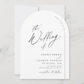 Moderne script minimalist boog bruiloft kaart (Voorkant)