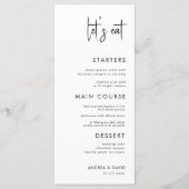 Moderne Script Minimalist Laten we het witte huwel Menu (Voorkant)