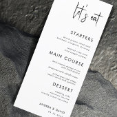 Moderne Script Minimalist Laten we het witte huwel Menu