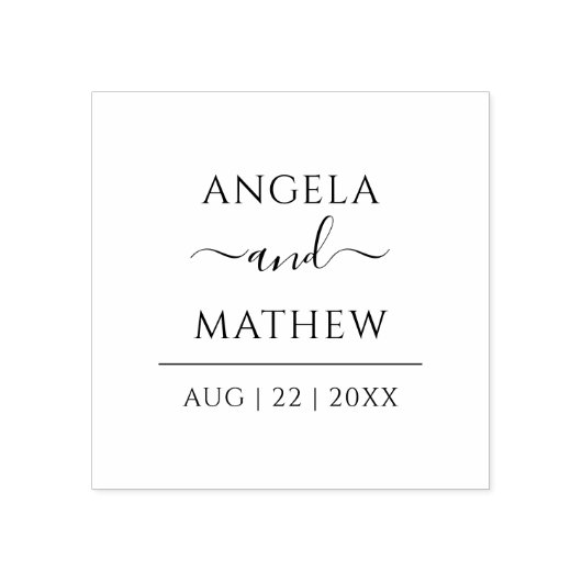 Moderne Script minimalistische aangepaste trouwdat Rubberstempel (Afrduk)