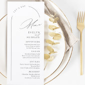 Moderne Script Minimalistische Boog Bruiloft Menu