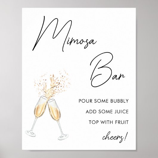 Moderne Script Minimalistische Bruidsdouche Mimosa Poster (Voorkant)