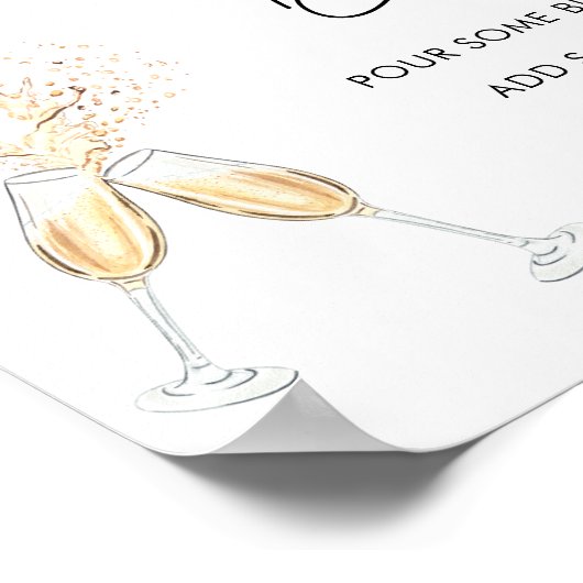 Moderne Script Minimalistische Bruidsfeest Mimosa  Poster (Hoek)