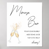 Moderne Script Minimalistische Bruidsfeest Mimosa Poster (Voorkant)
