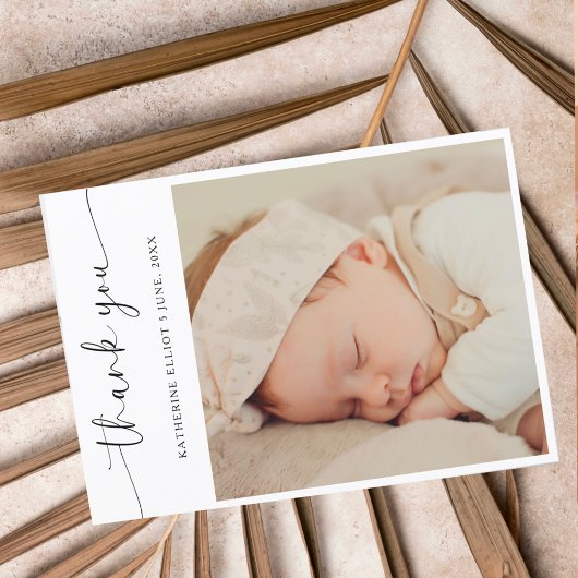 Moderne Script Minimalistische Dank Je Foto Briefkaart