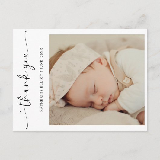 Moderne Script Minimalistische Dank Je Foto Briefkaart (Voorkant)