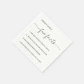 Moderne Script Minimalistische Feiten Bruiloft Servet (Hoek)