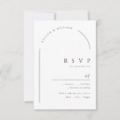 Moderne Script Minimalistische Foto Boog Bruiloft RSVP Kaartje (Voorkant)