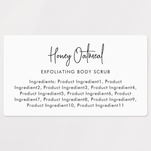 Moderne Script minimalistische lijst van ingrediën Labels (Design 1)