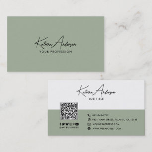 Moderne Script Minimalistische QR-code Sociale Med Visitekaartje