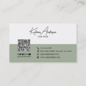 Moderne Script Minimalistische QR-code Sociale Med Visitekaartje (Achterkant)