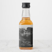 Moderne script minimalistische trouwfoto likeurfles etiket (Voorkant)