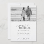 Moderne script minimalistische trouwfoto save the date (Achterkant)