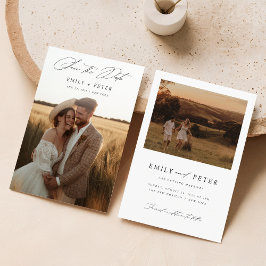 Moderne script minimalistische trouwfoto save the date
