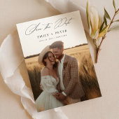 Moderne script minimalistische trouwfoto save the date