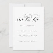 Moderne Script Minimalistische Trouwfoto Save The Date (Achterkant)