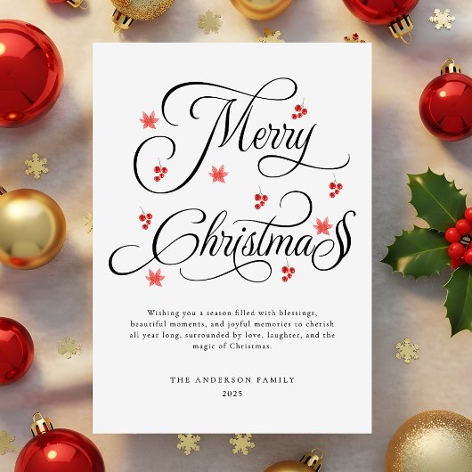 Moderne Script Minimalistische Vrolijk Kerstmis Feestdagenkaart