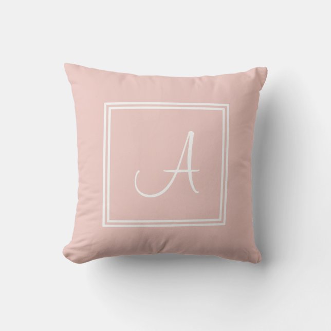Moderne Script Monogram elegant Blush Pink Sjabloo Kussen (Voorkant)