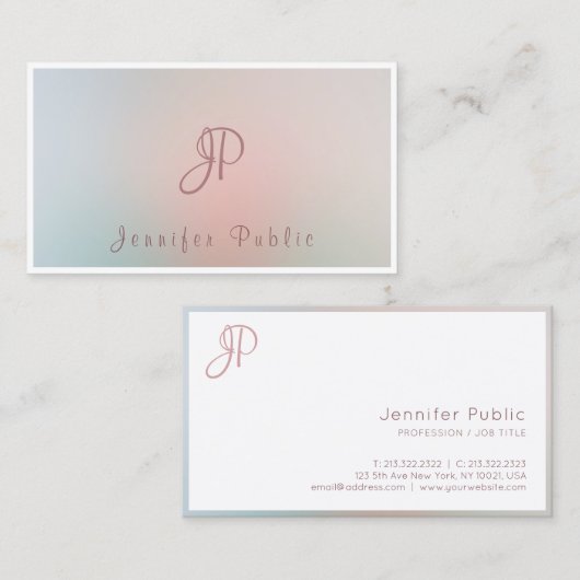 Moderne Script Monogram Elegant Colors Sjabloon Visitekaartje (Voorkant / Achterkant)