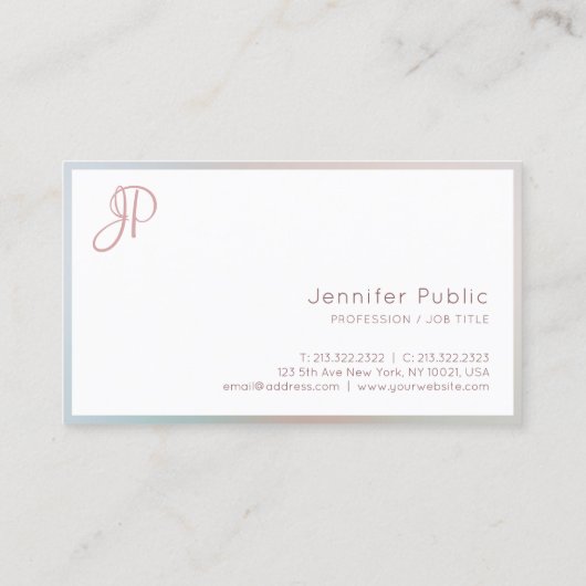 Moderne Script Monogram Elegant Colors Sjabloon Visitekaartje (Achterkant)