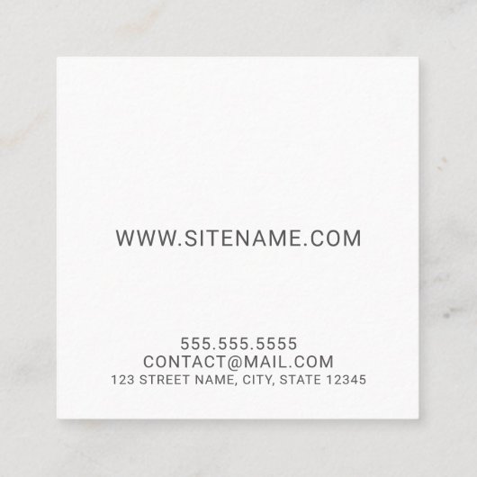 Moderne Script Monogram en Naam Vierkante Visitekaartje (Achterkant)