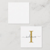 Moderne Script Monogram Handlettering Goud Grijs Notitiekaartje (Voorkant / Achterkant)