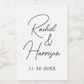 Moderne Script Monogram Huwelijk Wijn Etiket (Enkel label)
