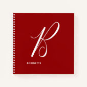 Moderne Script Monogram Initiaal B Rood Notitieboek (Voorkant)