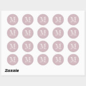 Moderne Script Monogram Initiaal Pastel Paars Labe Ronde Sticker (Vel)