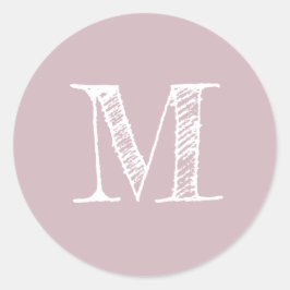 Moderne Script Monogram Initiaal Pastel Paars Labe Ronde Sticker