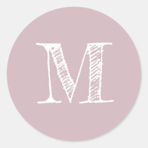 Moderne Script Monogram Initiaal Pastel Paars Labe Ronde Sticker