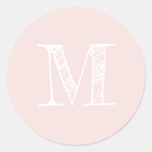 Moderne Script Monogram Initiaal Pastel Roze label (Voorkant)