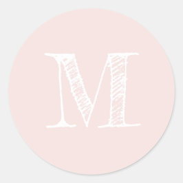 Moderne Script Monogram Initiaal Pastel Roze label