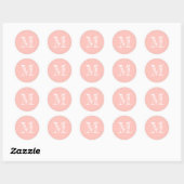 Moderne Script Monogram Initiaal Pastel Roze Stemp Ronde Sticker (Vel)