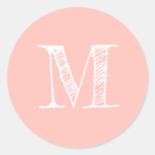 Moderne Script Monogram Initiaal Pastel Roze zegel