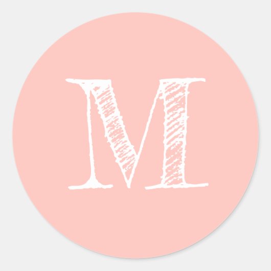 Moderne Script Monogram Initiaal Pastel Roze zegel (Voorkant)