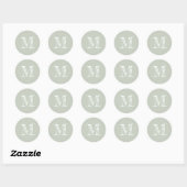 Moderne Script Monogram Initiaal plakje groen labe Ronde Sticker (Vel)