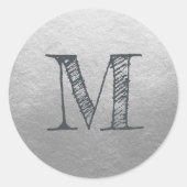Moderne Script Monogram Initiaal Silver Label (Voorkant)