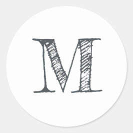 Moderne Script Monogram Initiaal zwart wit label