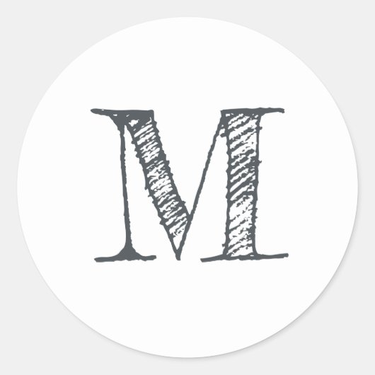 Moderne Script Monogram Initiaal zwart wit label (Voorkant)