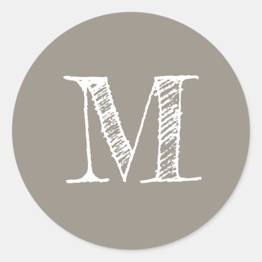 Moderne Script Monogram Initial Gray Label (Voorkant)