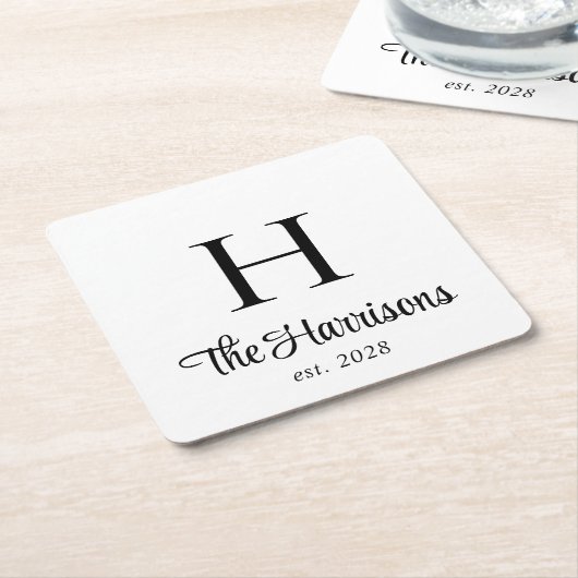 Moderne Script Monogram Kartonnen Onderzetters (Schuin)