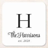 Moderne Script Monogram Kartonnen Onderzetters (Voorkant)