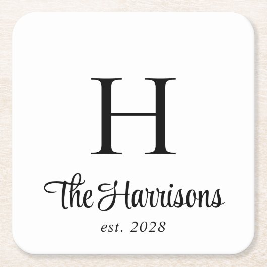 Moderne Script Monogram Kartonnen Onderzetters (Voorkant)